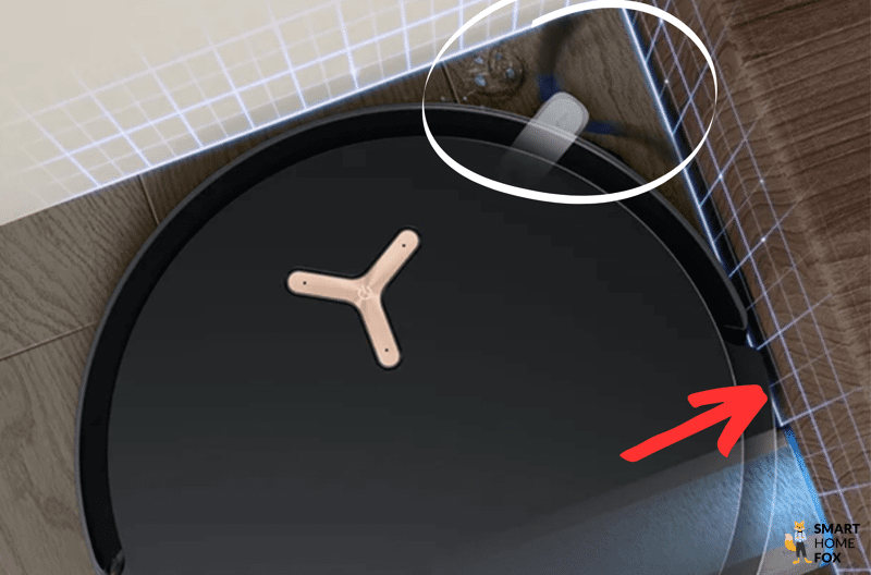 Die Verbesserte Kanten- und Eckenreinigung des ECOVACS DEEBOT X8 PRO OMNI ist zu sehen.